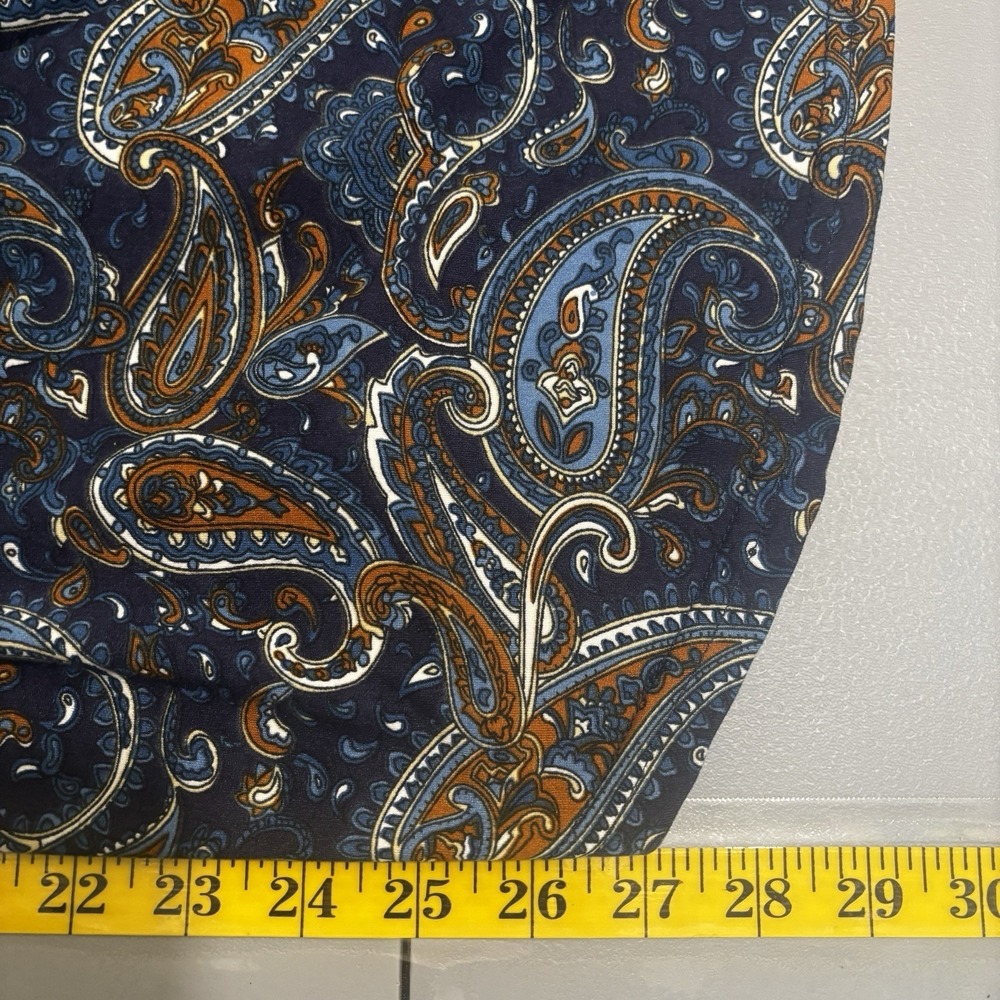 Folunsi Blue Orange Paisley Print Pullover Blouse Shirt Top Long Sleeve Plus 3X - Picture 4 of 12